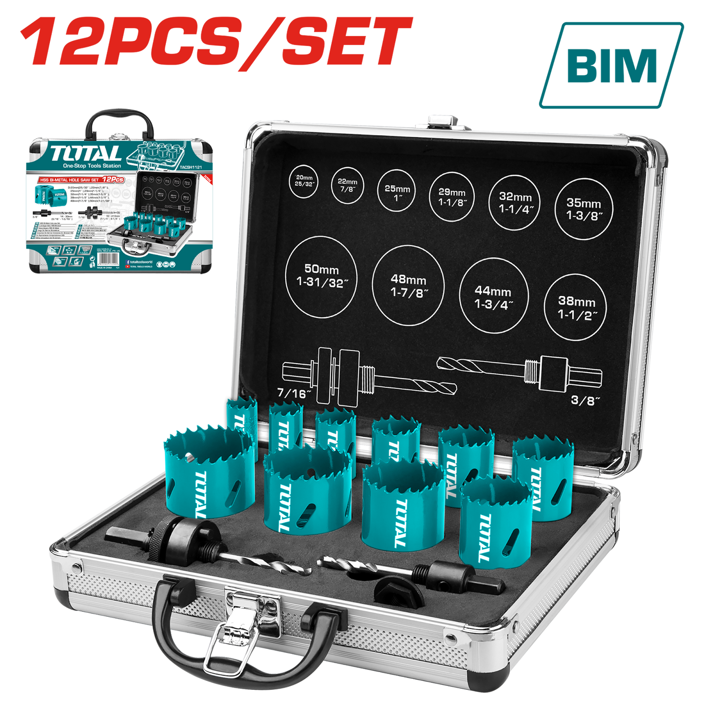 Total Bi-metal Hole Saw Set 12pcs TACSH1121