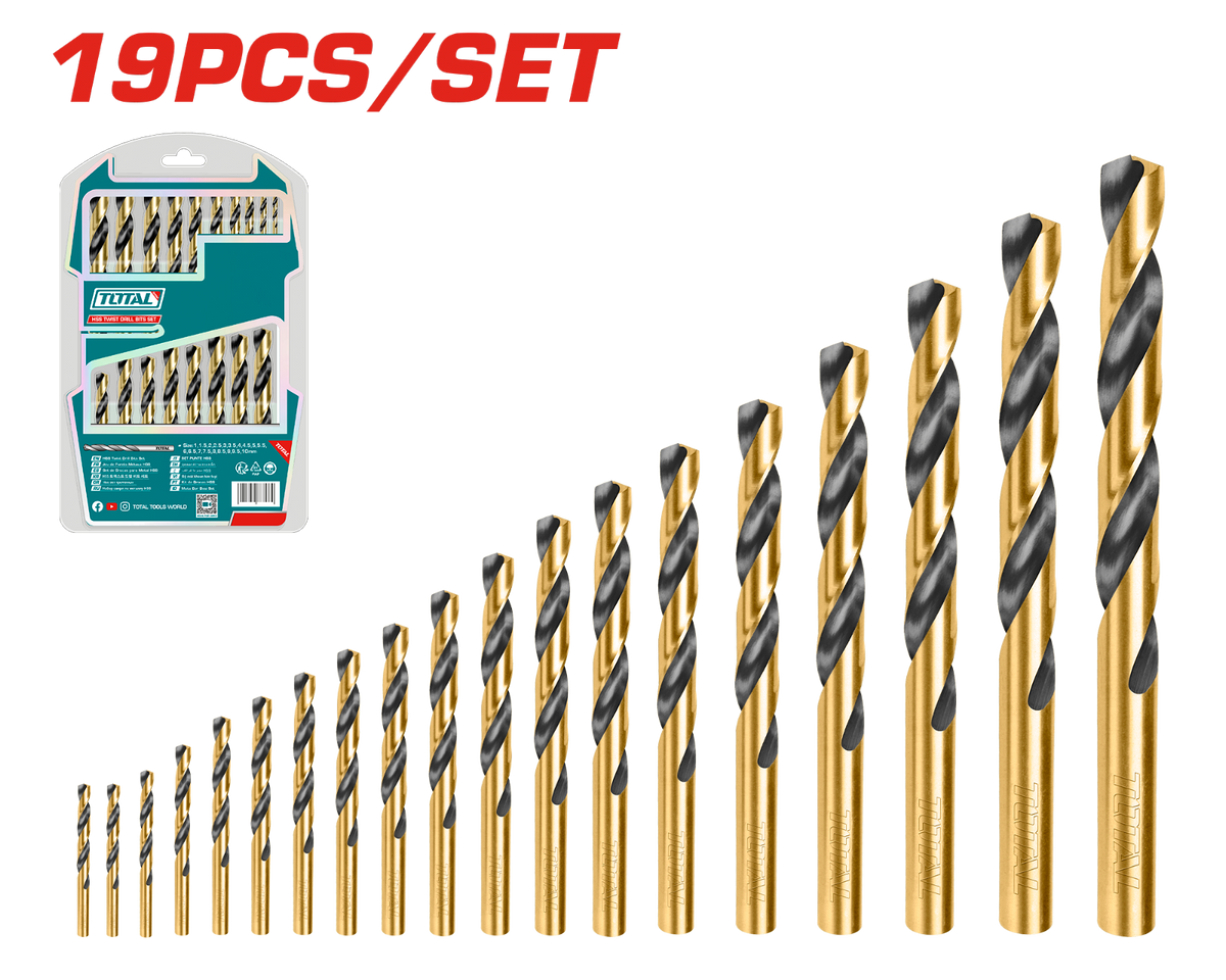 Total 19 Pcs HSS Drill Bit Set (TAKSDB9195)