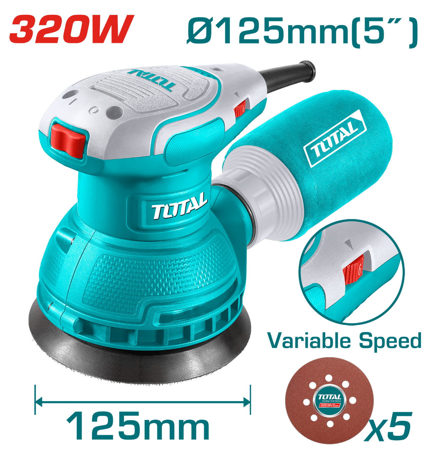 Total Rotary Sander 320W 125mm TF2131256