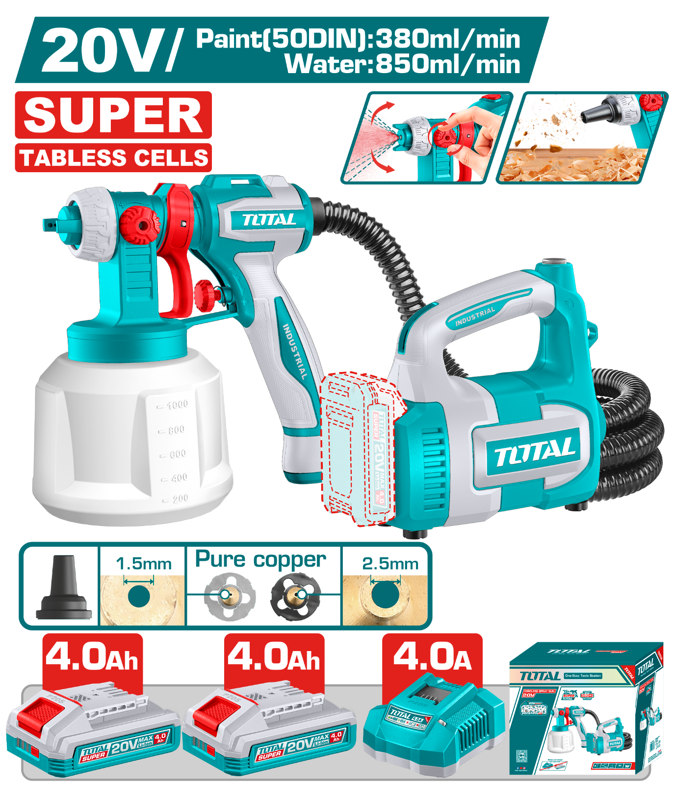 Total Cordless Spray Gun 20V TSGLI20062