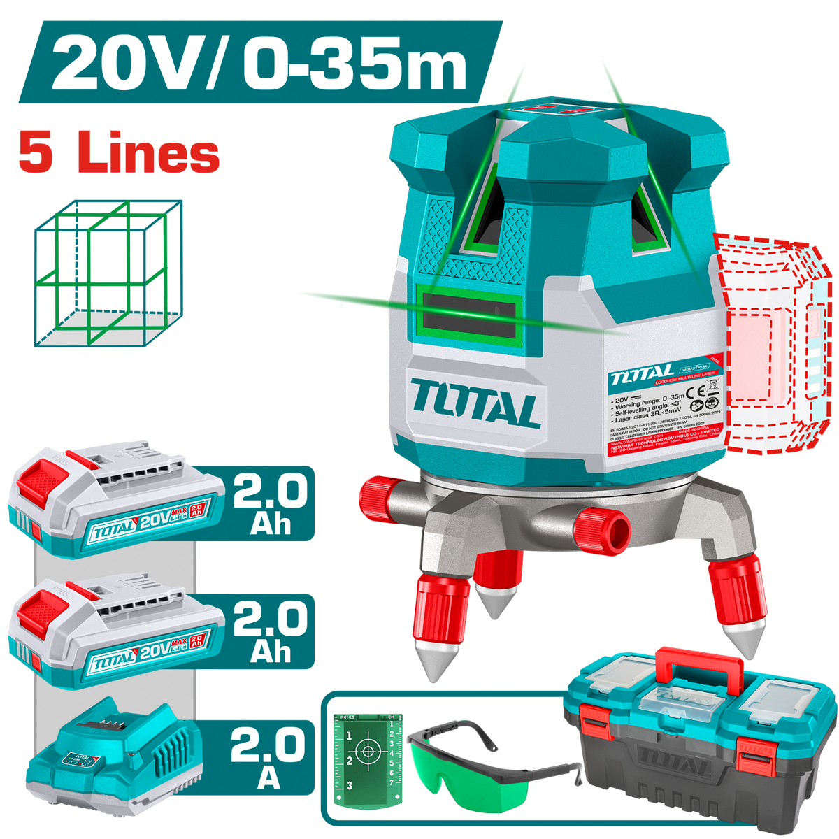 Total Cordless Multi-Line Laser Level 20V (TLL3053085)