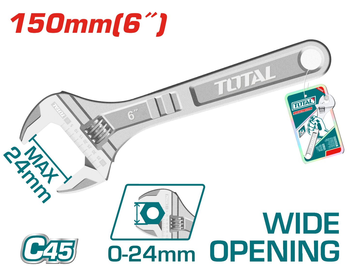 Total Adjustable Wrench 6 inch THT101063