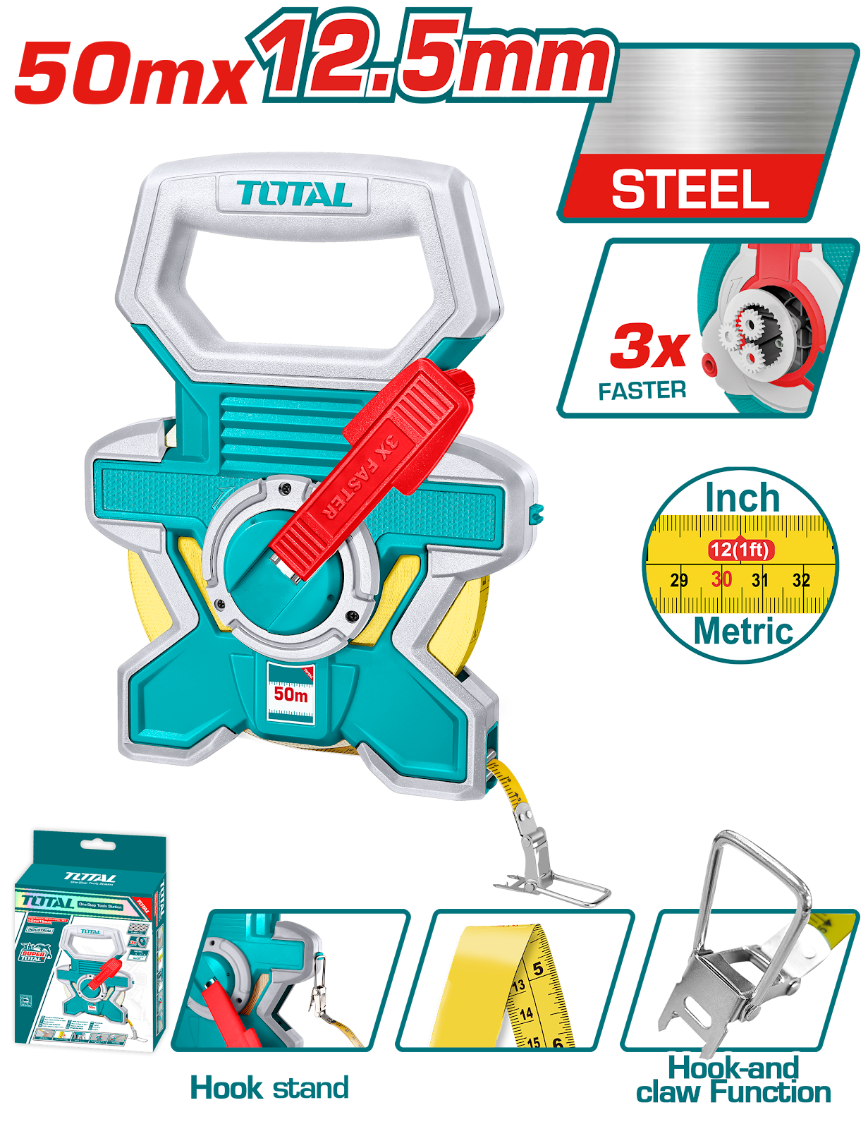 Total Steel Measuring Tape 50m TMT08506