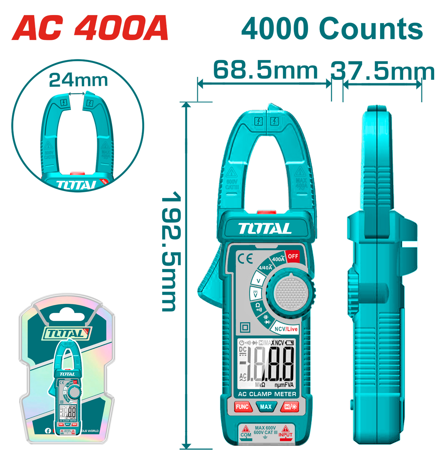 Total Digital AC Clamp Meter TMT762001