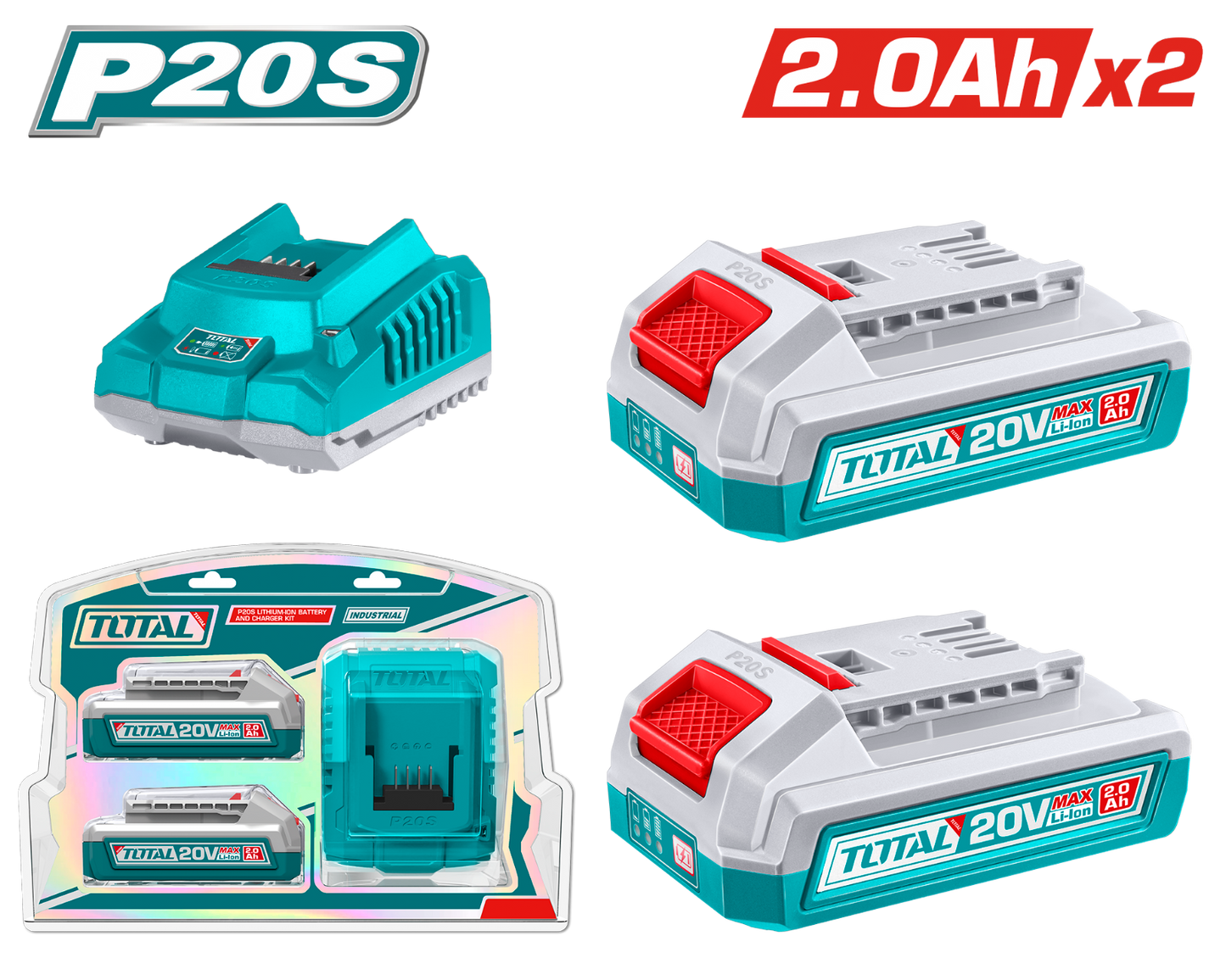 Total 20V 2.0Ah Battery and Charger Kit TFBCPK2212