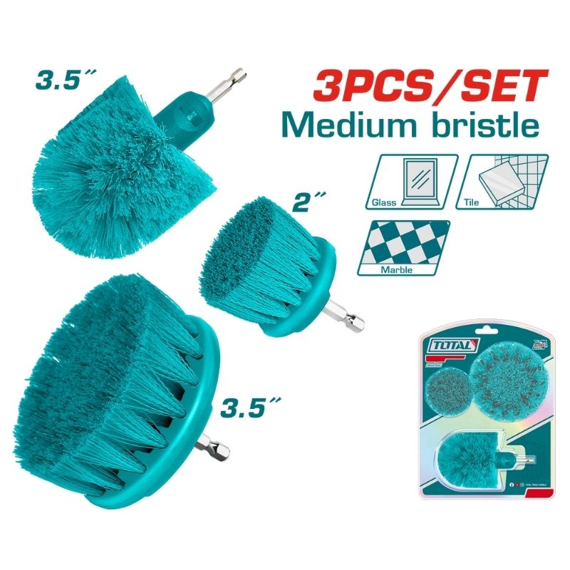 TOTAL 3 Pcs Medium Bristle Brush Set - TACM3001
