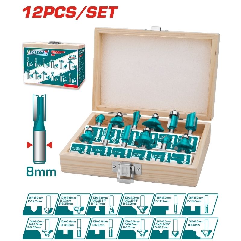 12pcs Router bits set(8mm) - TACSR1121