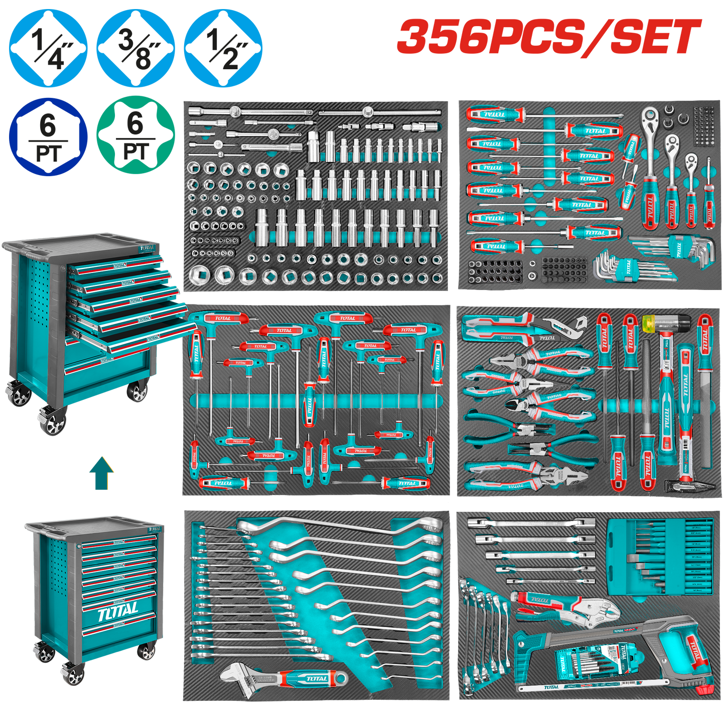 Total 356 Pcs Tool Chest Set THPTCS73561