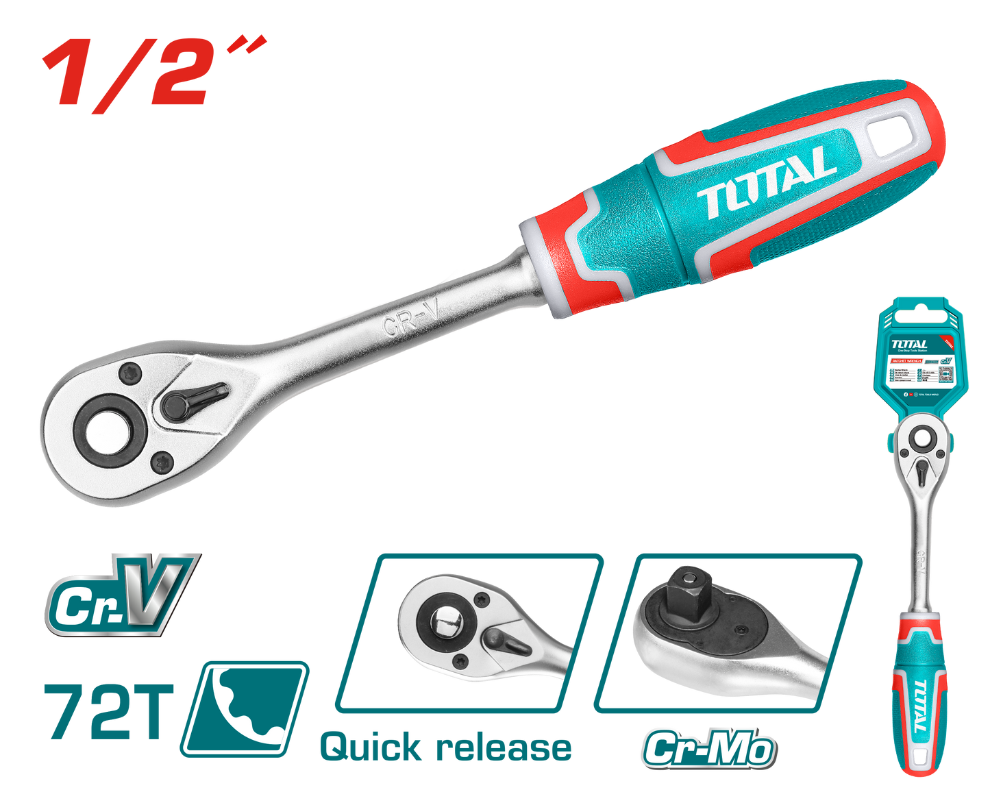 Total Ratchet Wrench 1/2 72T THT106126
