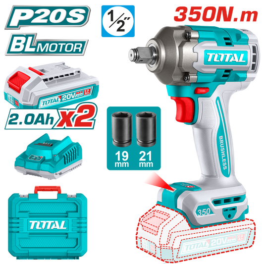 Total Cordless Impact Wrench 20V 1/2 inch 350Nm TIWLI2035