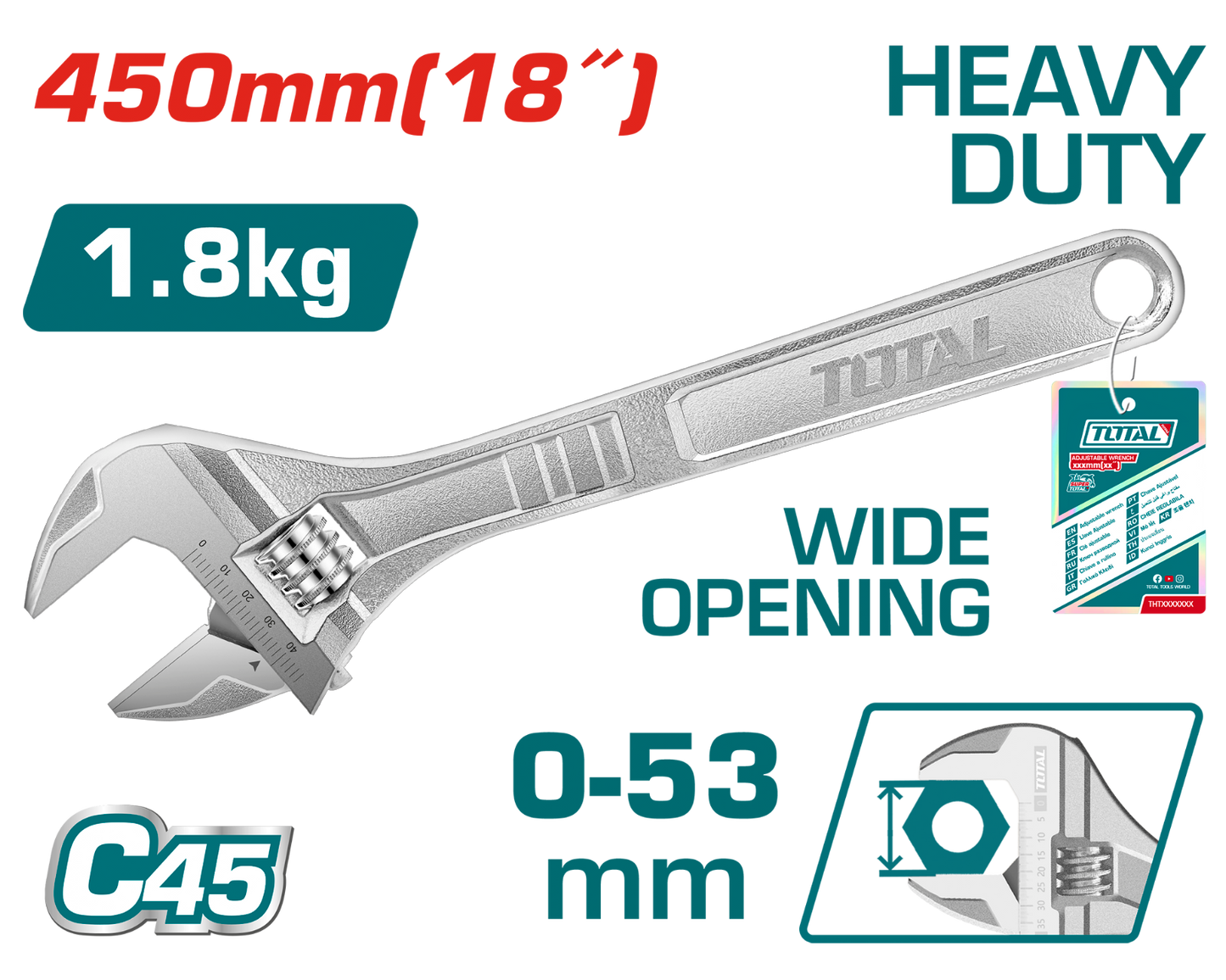 Total Adjustable Wrench 18 inch THT1010183