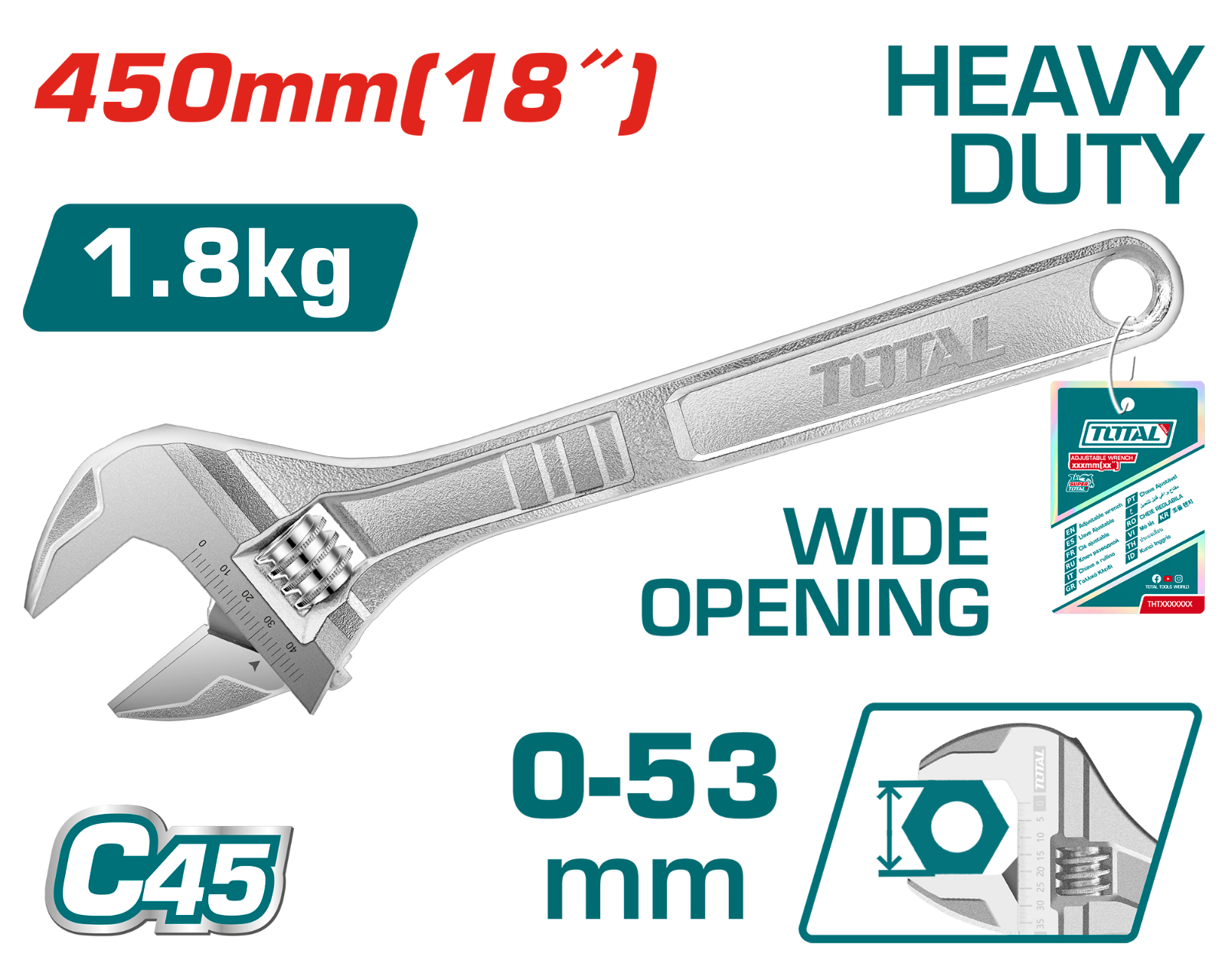Total Adjustable Wrench 18 inch THT1010183