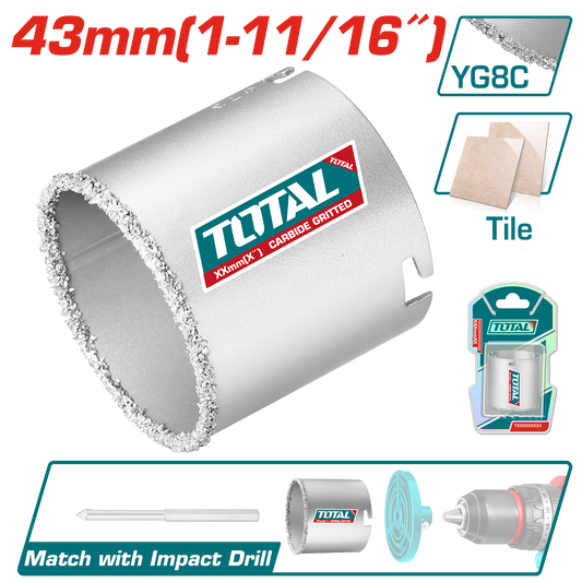 Total Carbide Gritted Hole Saw 43mm TAC440431