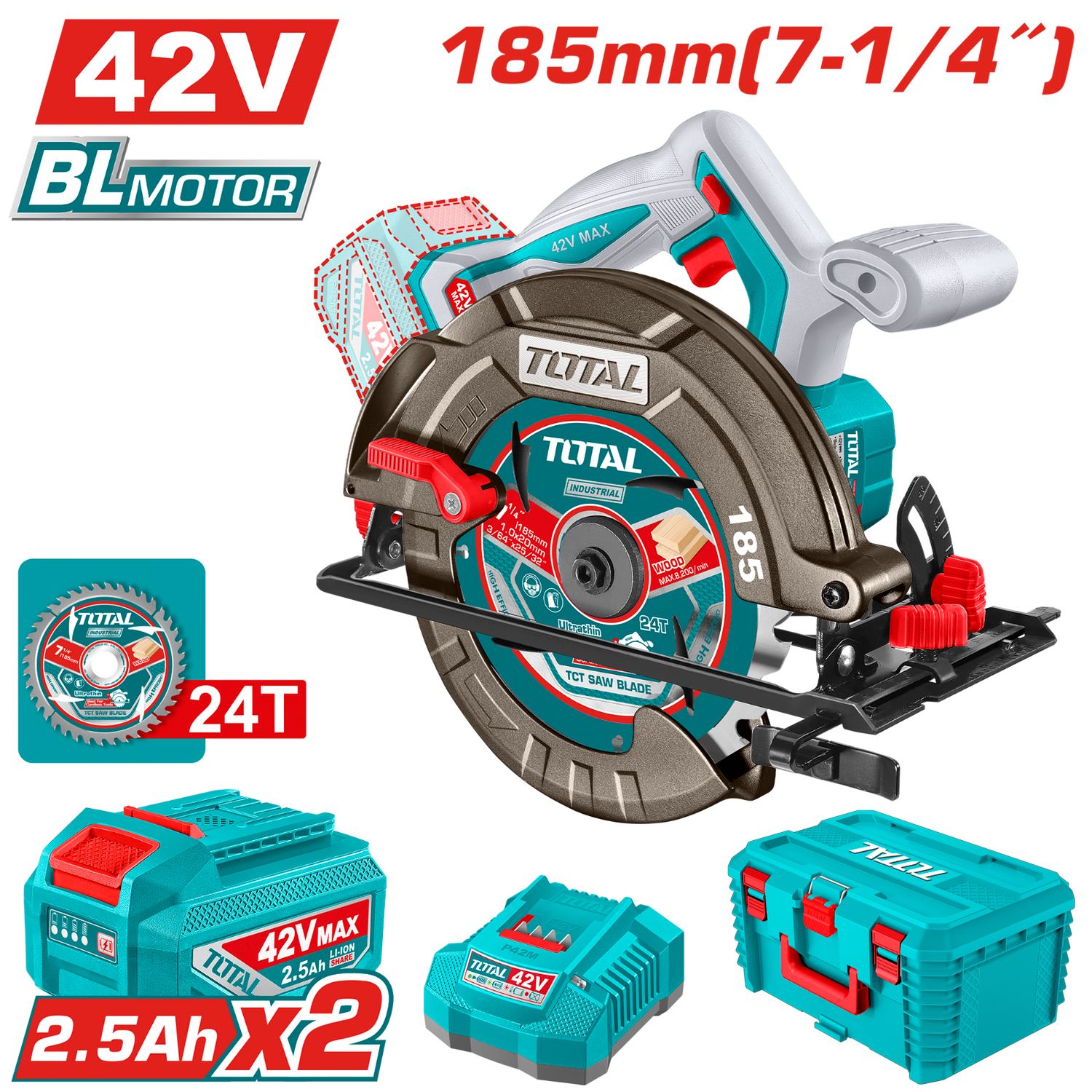 Total Cordless Circular Saw 42V 185mm TSLI4218512