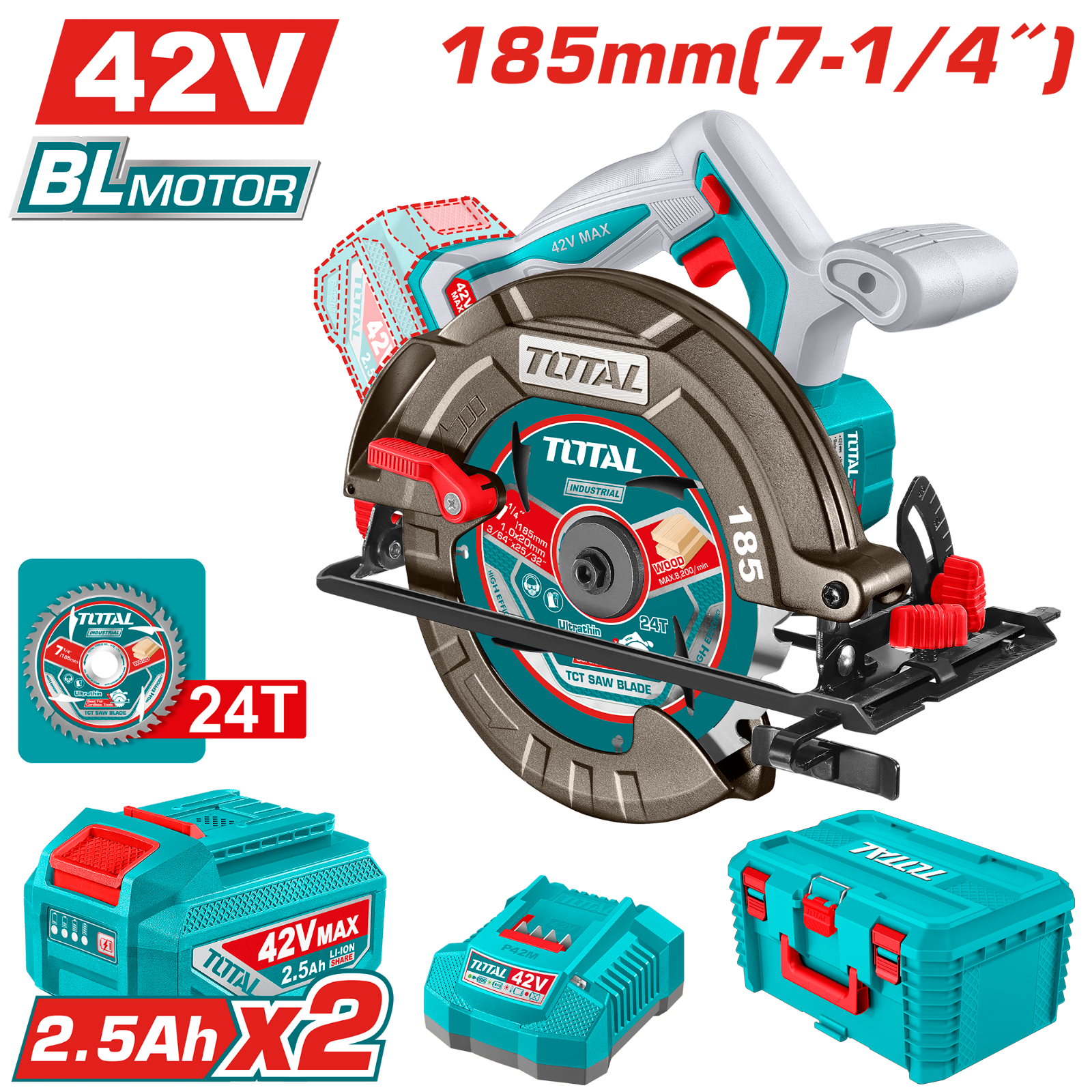 Total Cordless Circular Saw 42V 185mm TSLI4218512