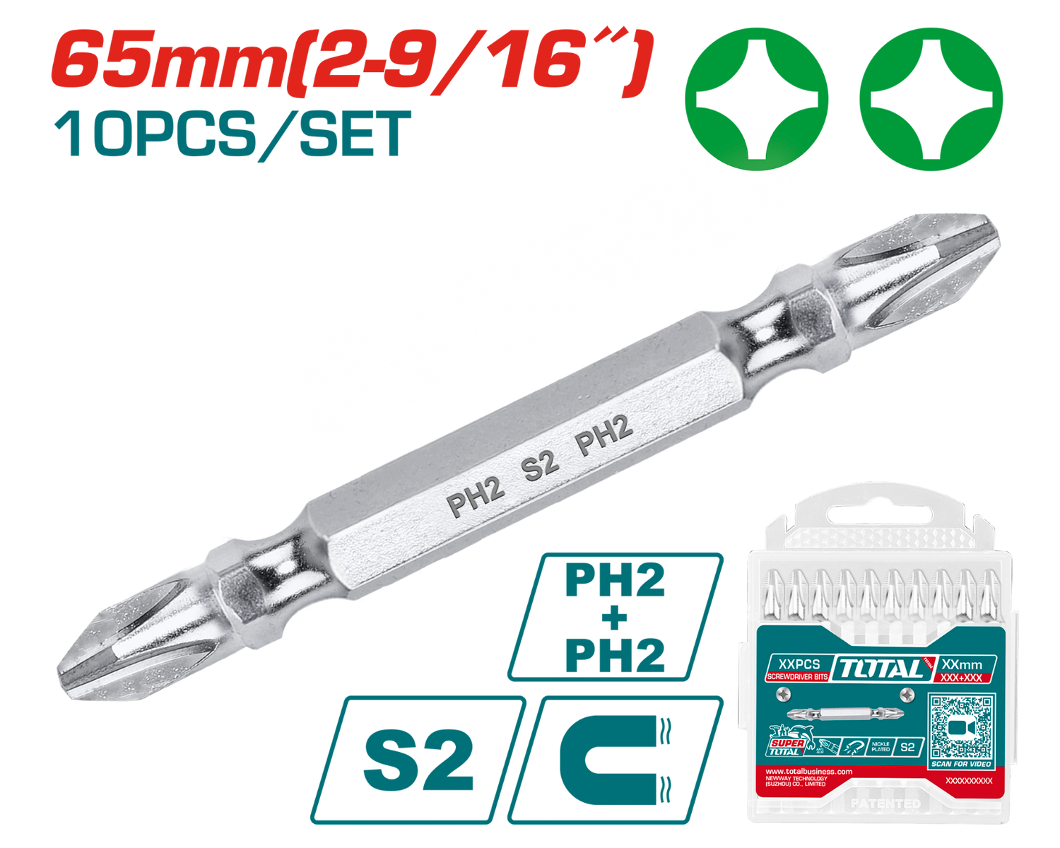 Total Screwdriver Bits 10pcs Set TAC16PH233