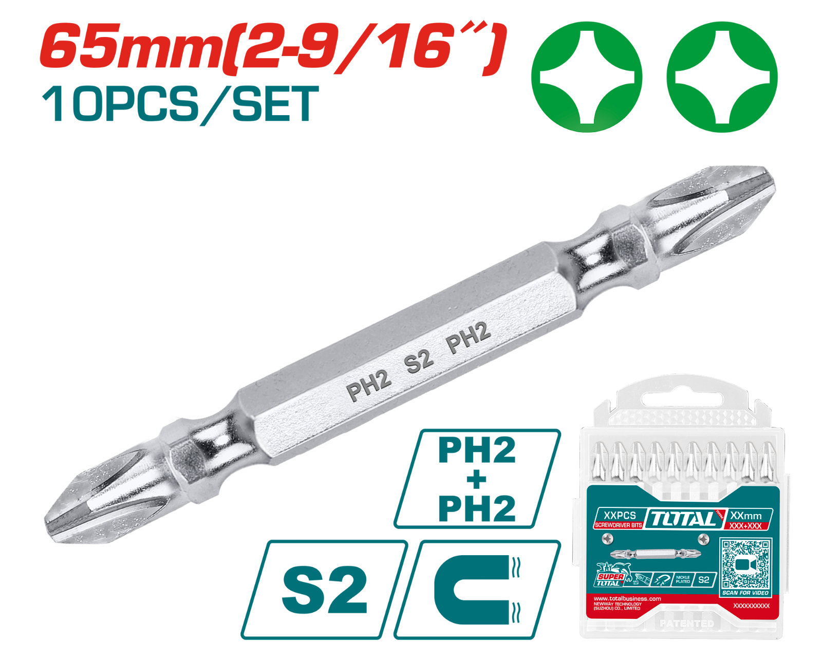 Total Screwdriver Bits 10pcs Set TAC16PH233