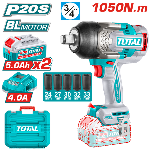 Total Cordless Impact Wrench 20V 3/4 inch TIWLI20105
