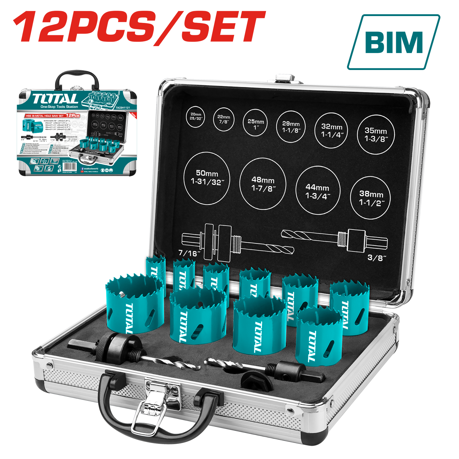 Total Bi-metal Hole Saw Set 12pcs TACSH1121