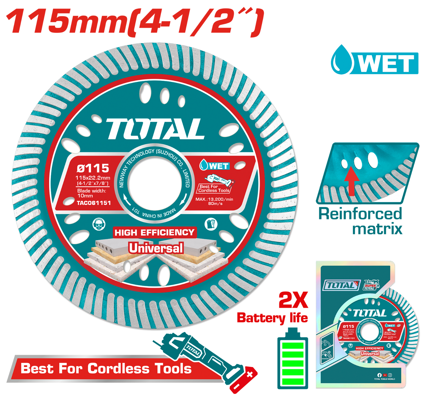 Total Ultrathin Diamond Disc 115mm TAC061151