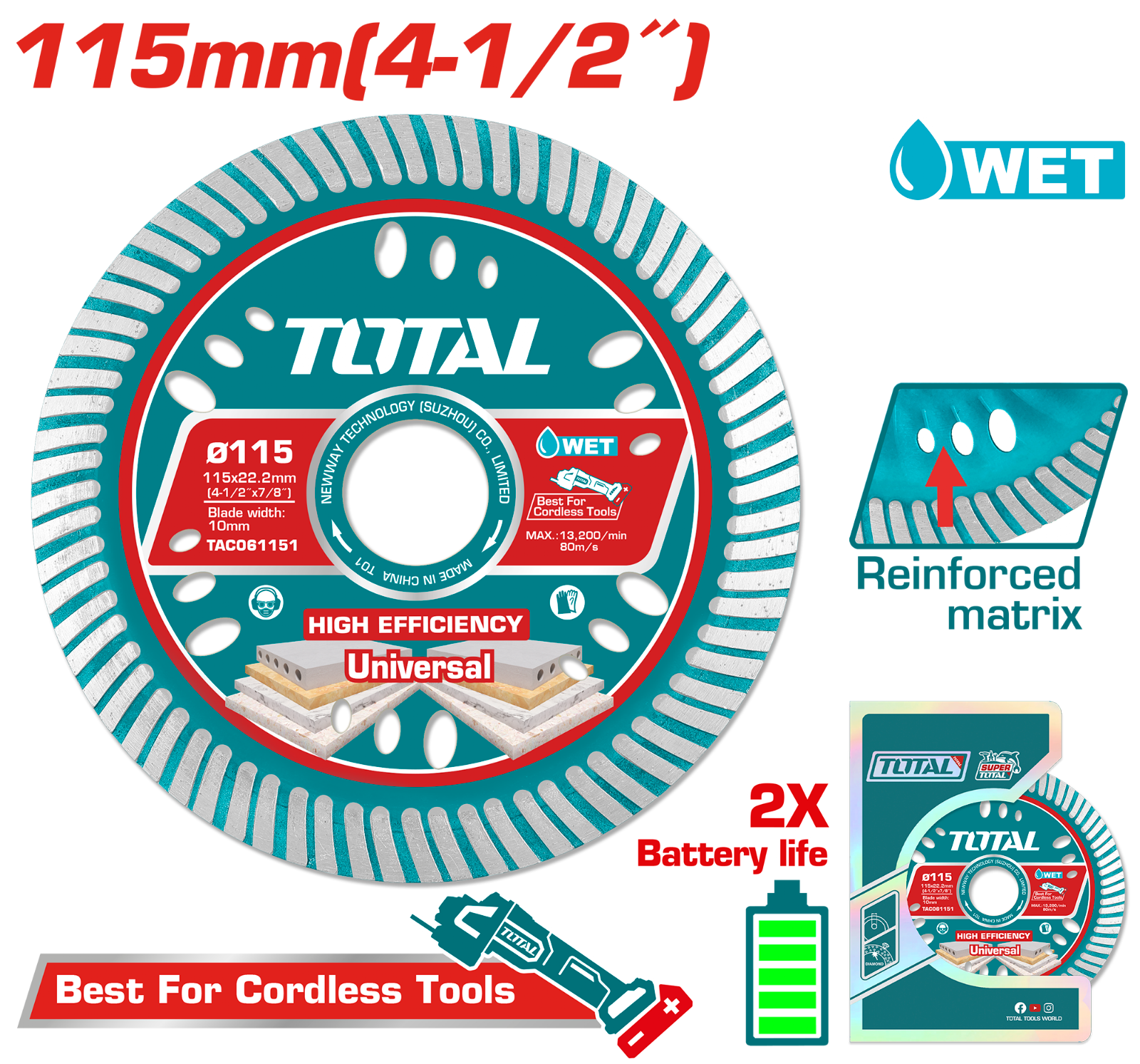 Total Ultrathin Diamond Disc 115mm TAC061151