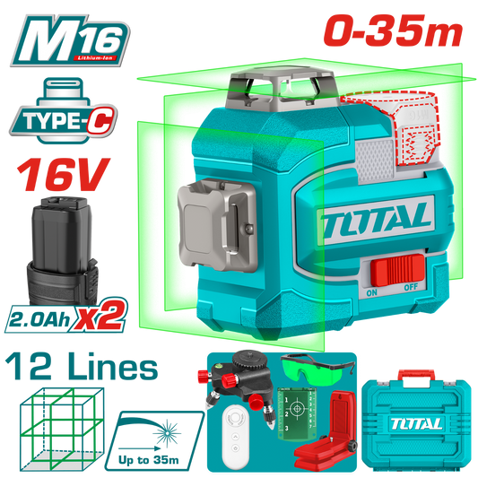 Total Cordless 3D Laser Level 20V TLL301205