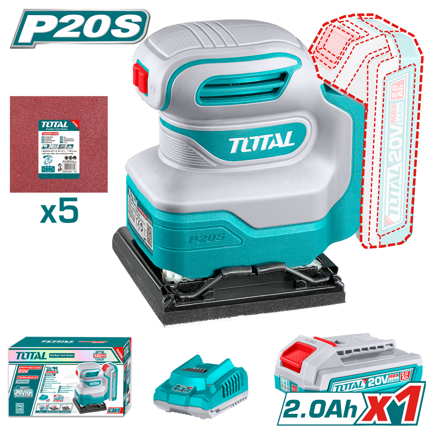 Total Cordless Sheet Sander 20V TSHSLI20141