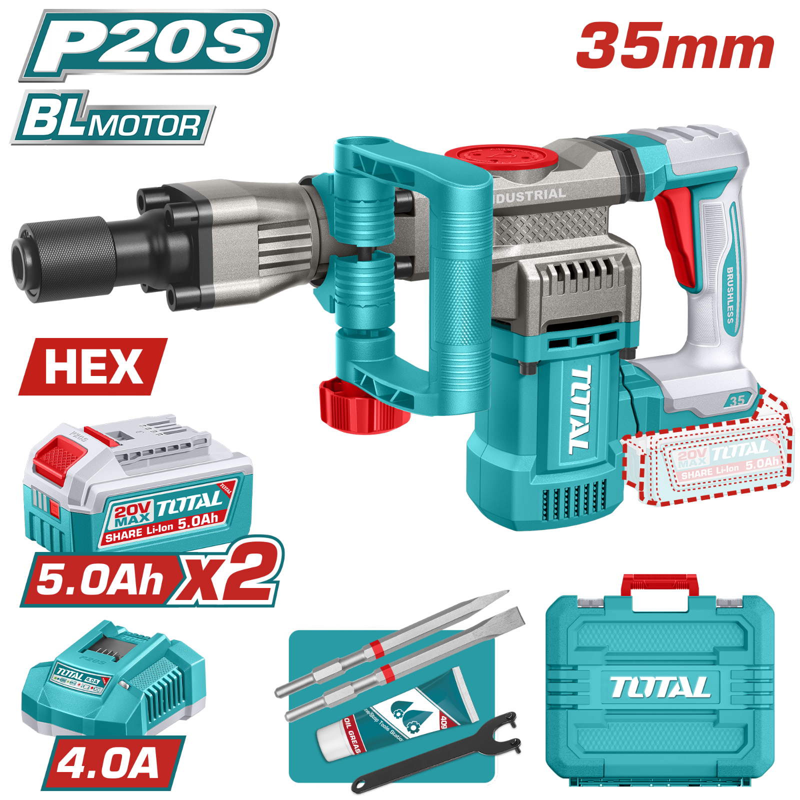Total Cordless Demolition Breaker 20V TDBLI203582