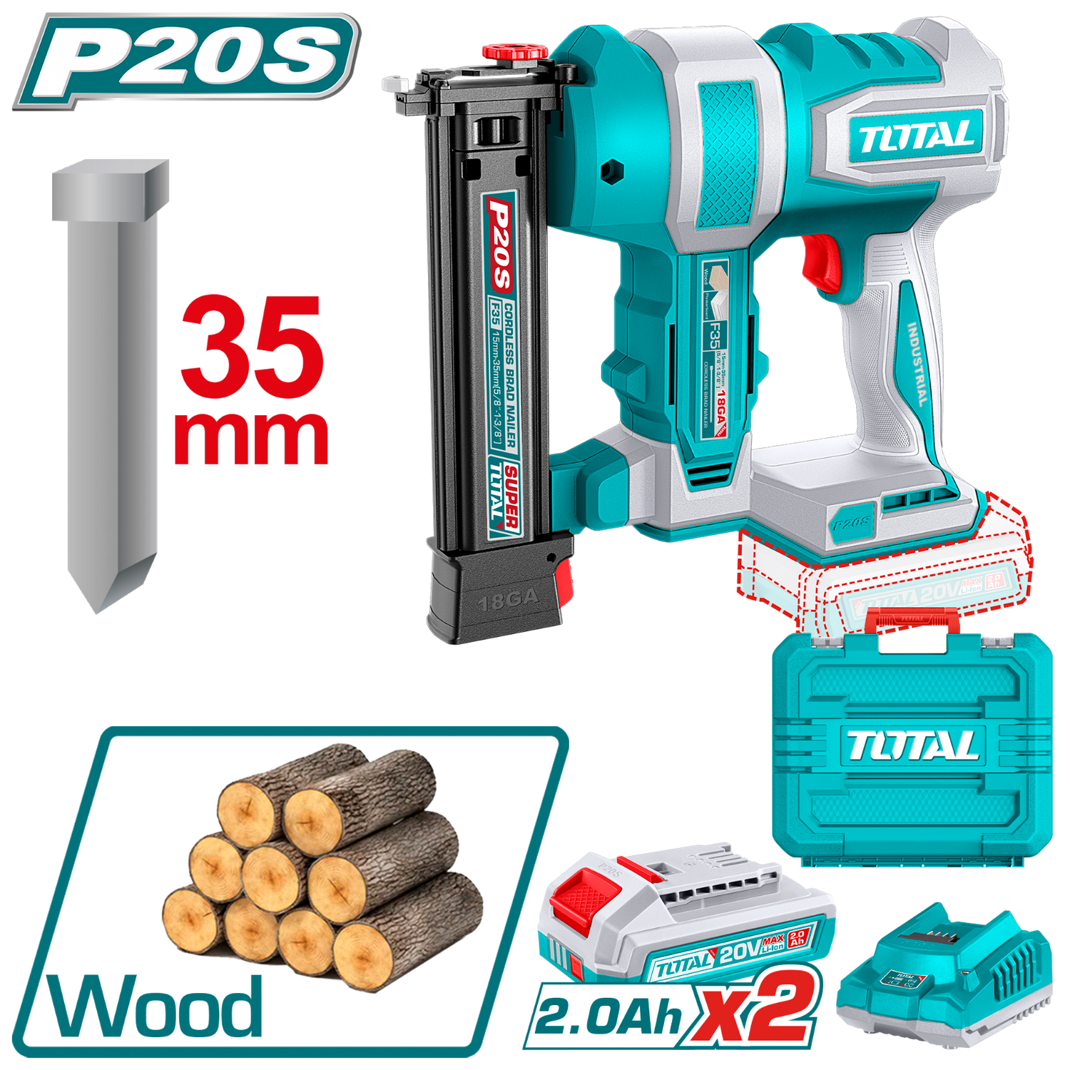 Total Cordless Brad Nailer 20V TCBNLI20686