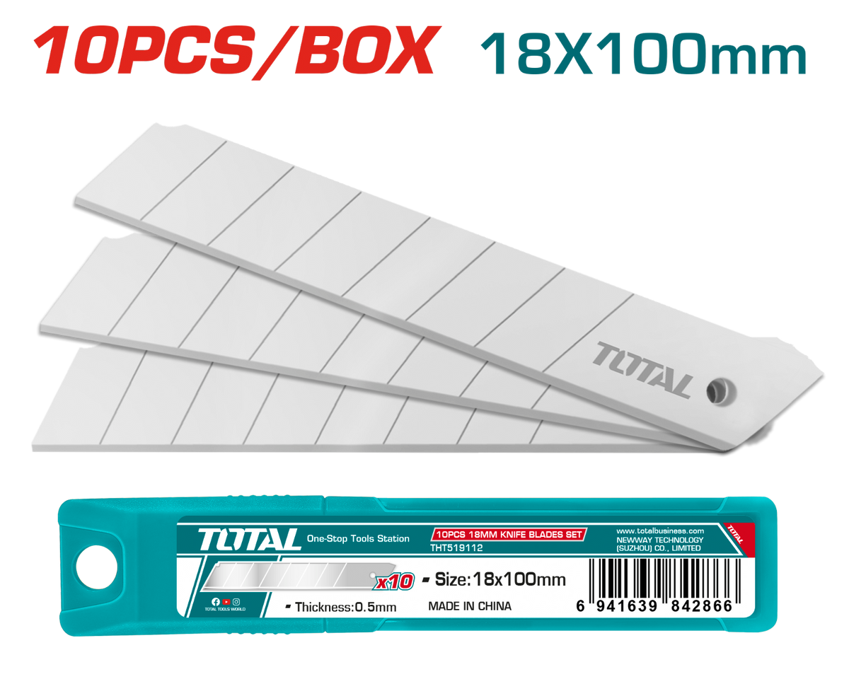 Total 10 Pcs 18mm Knife Blades Set THT519112