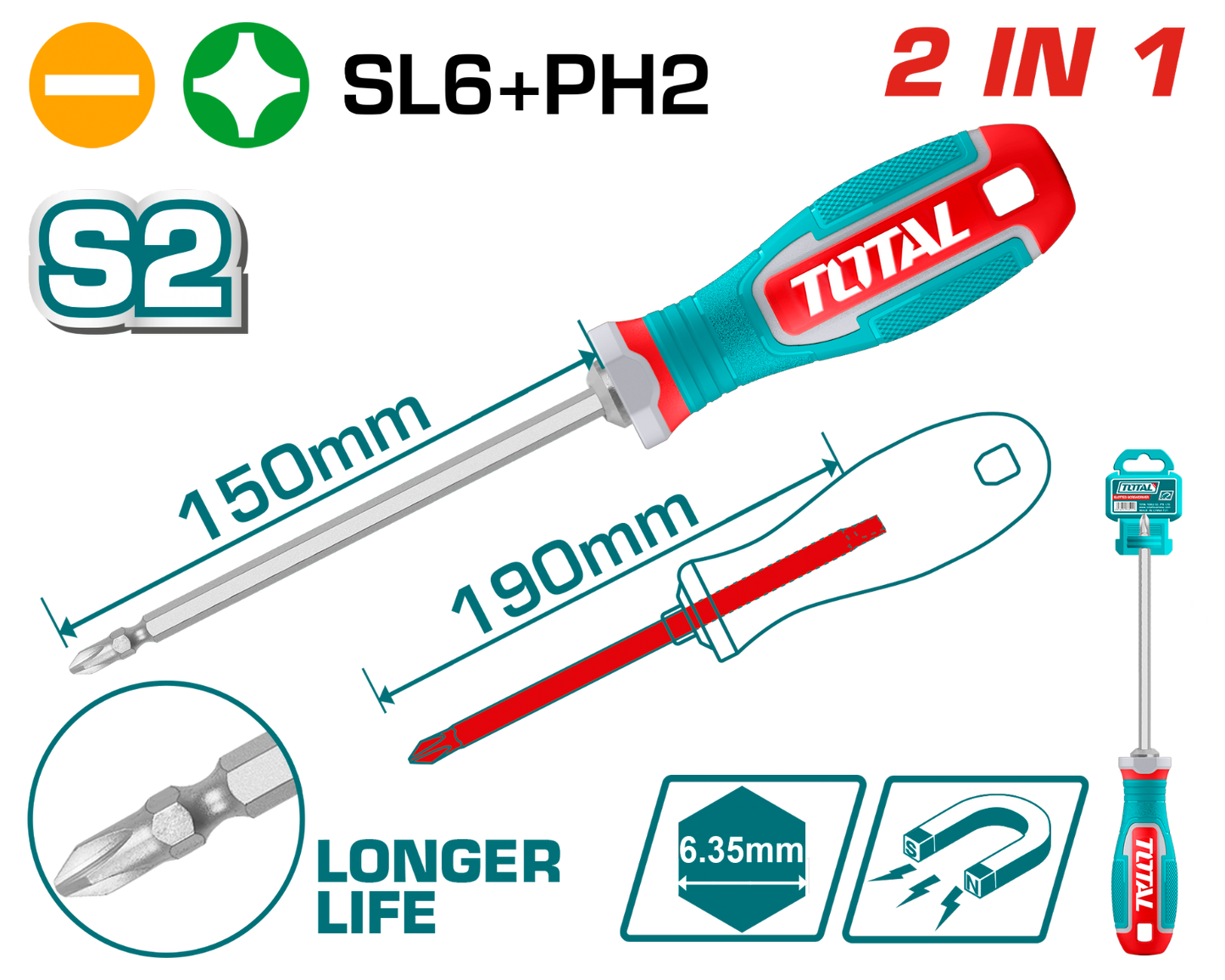 Total 2-in-1 Screwdriver Set THT250266