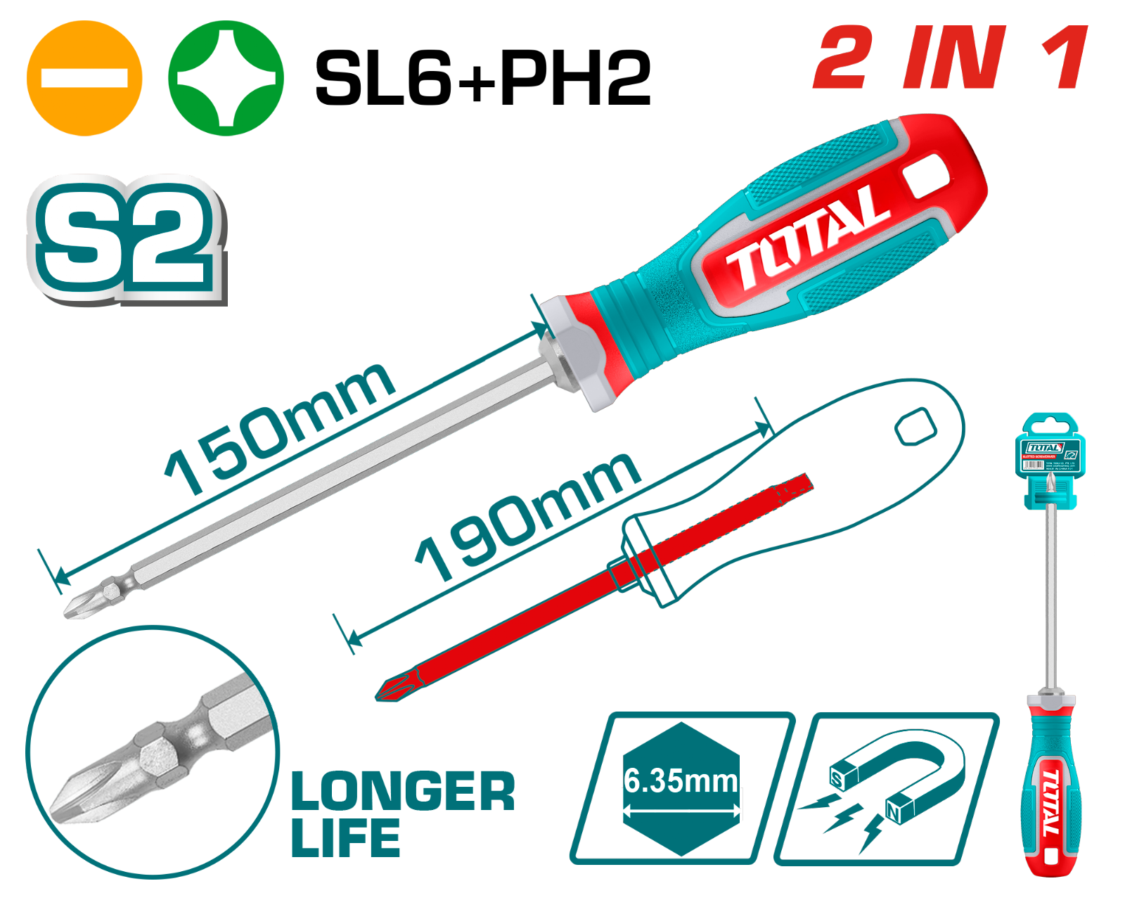 Total 2-in-1 Screwdriver Set THT250266