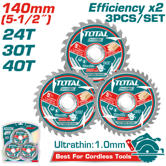Total Ultra-thin TCT Saw Blade Set 140mm TAC236140
