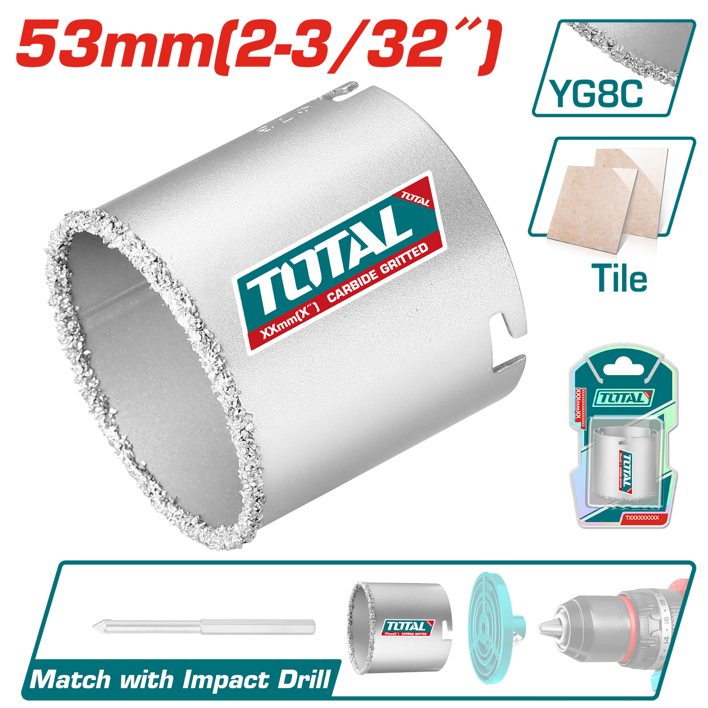 Total Carbide Gritted Hole Saw 53mm TAC440531