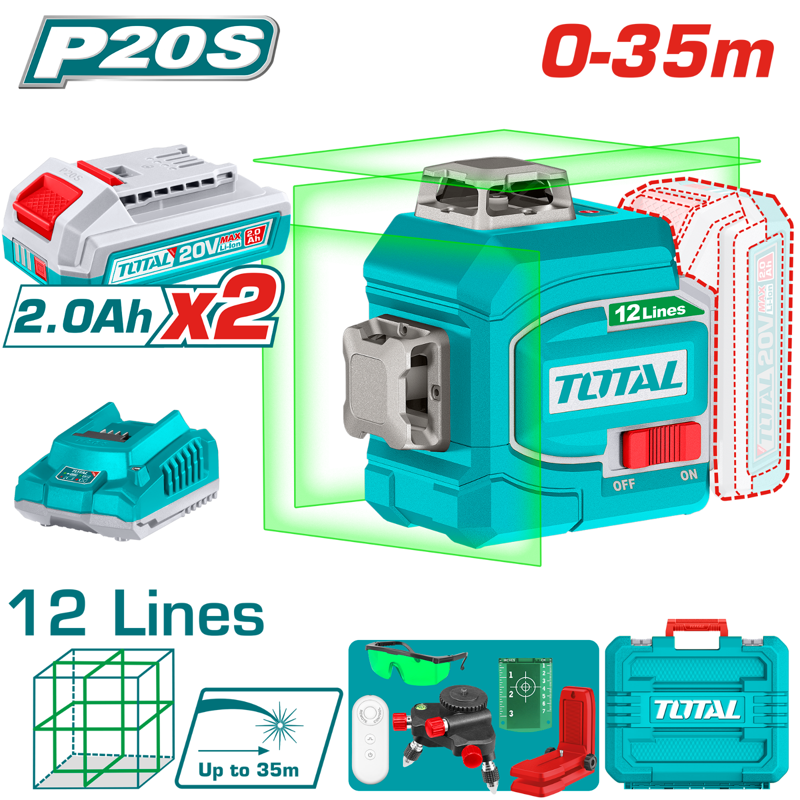 Total Cordless 3D-Laser Level TLL3012165