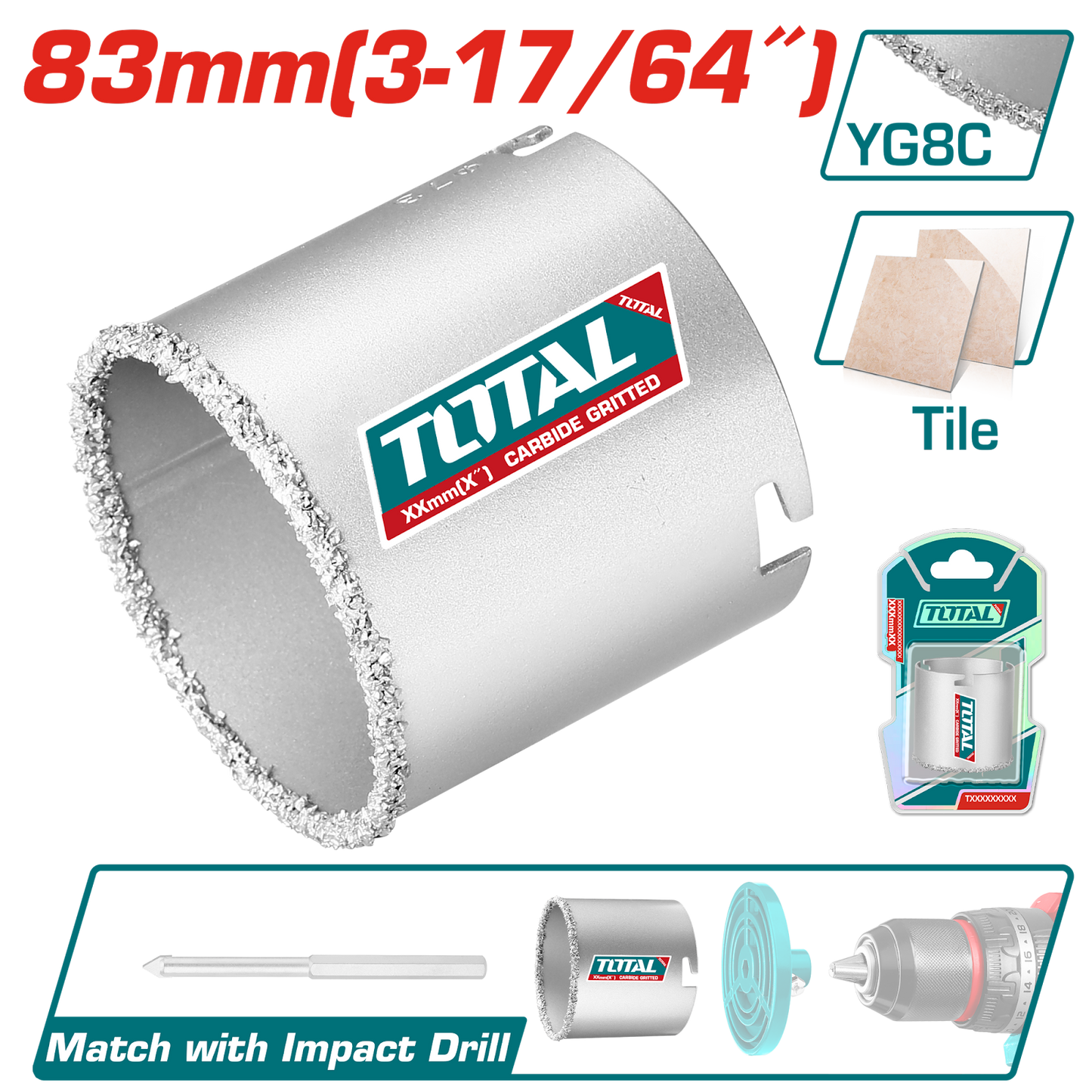 Total Carbide Gritted Hole Saw 83mm TAC440831