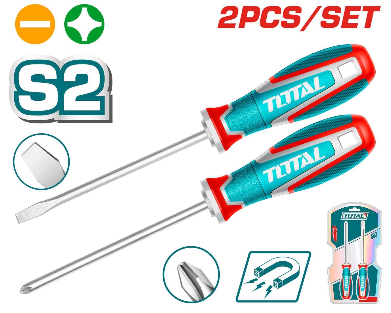 Total 2 Pcs Screwdriver Set TKSDS0226