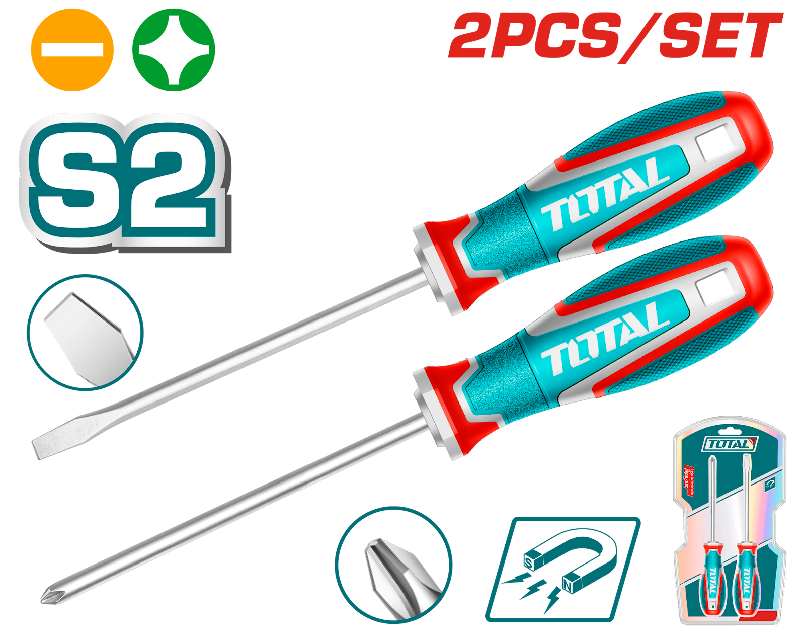 Total 2 Pcs Screwdriver Set TKSDS0226