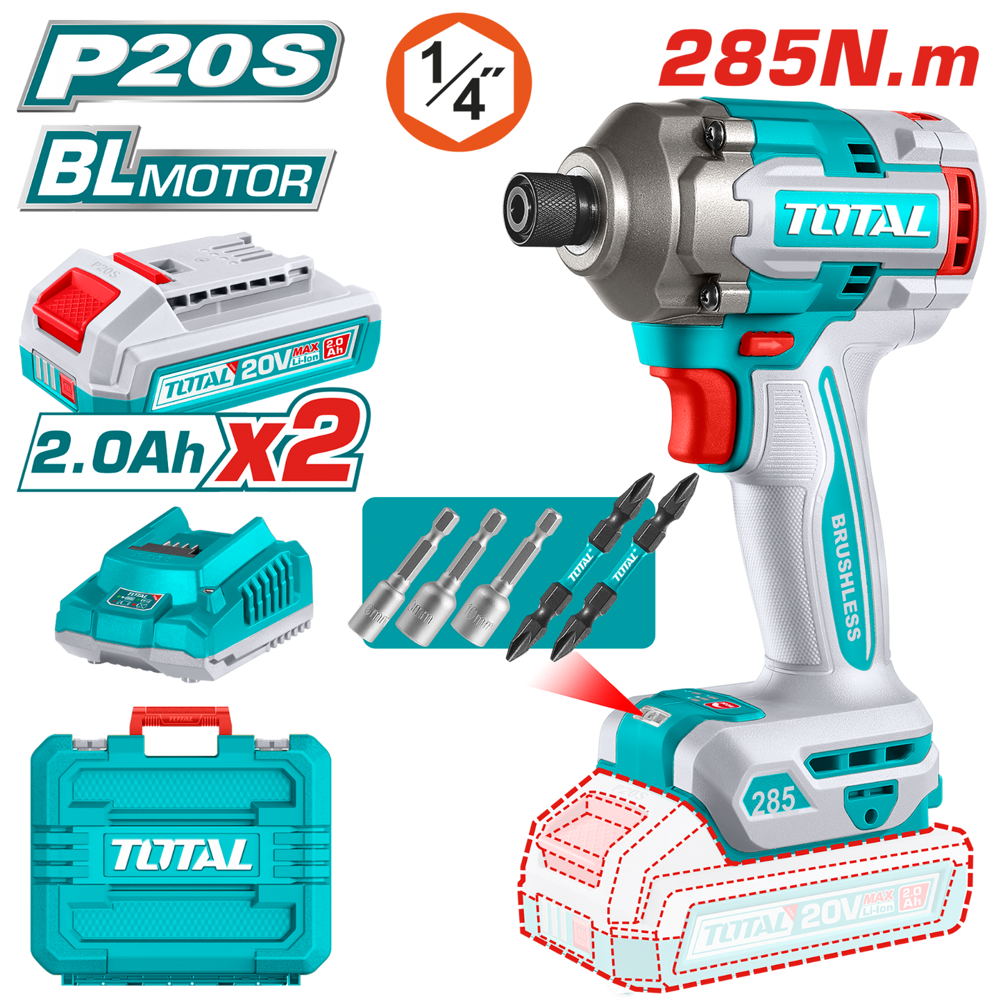 Total Cordless Impact Driver 20V TIRLI2028