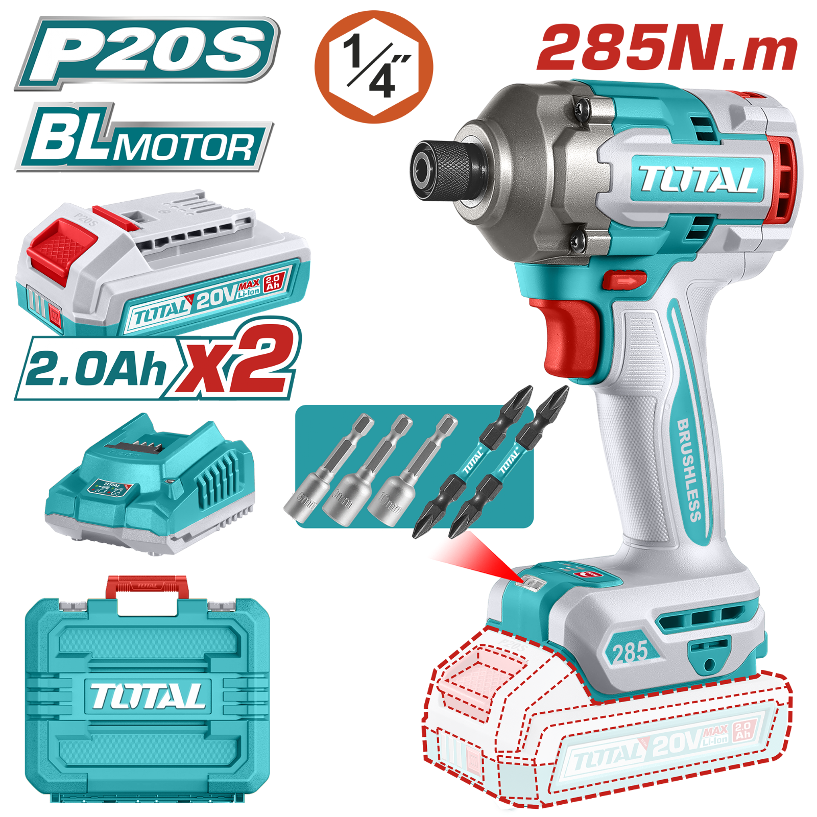 Total Cordless Impact Driver 20V TIRLI2028