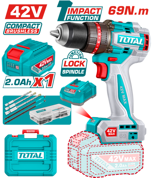 Total Compact Brushless Cordless Impact Drill 42V TIDLI426981