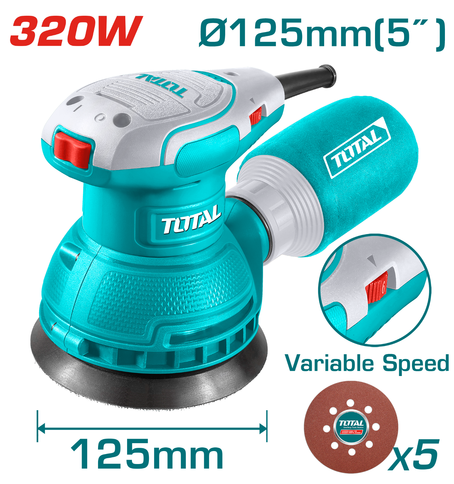 Total Rotary Sander 320W 125mm TF2131256