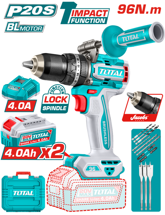 Total Brushless Cordless Impact Drill 20V TIDLI209686