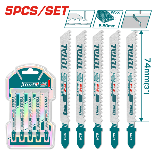 Total Jig Saw Blade for Wood 5pcs Set TAC51144D