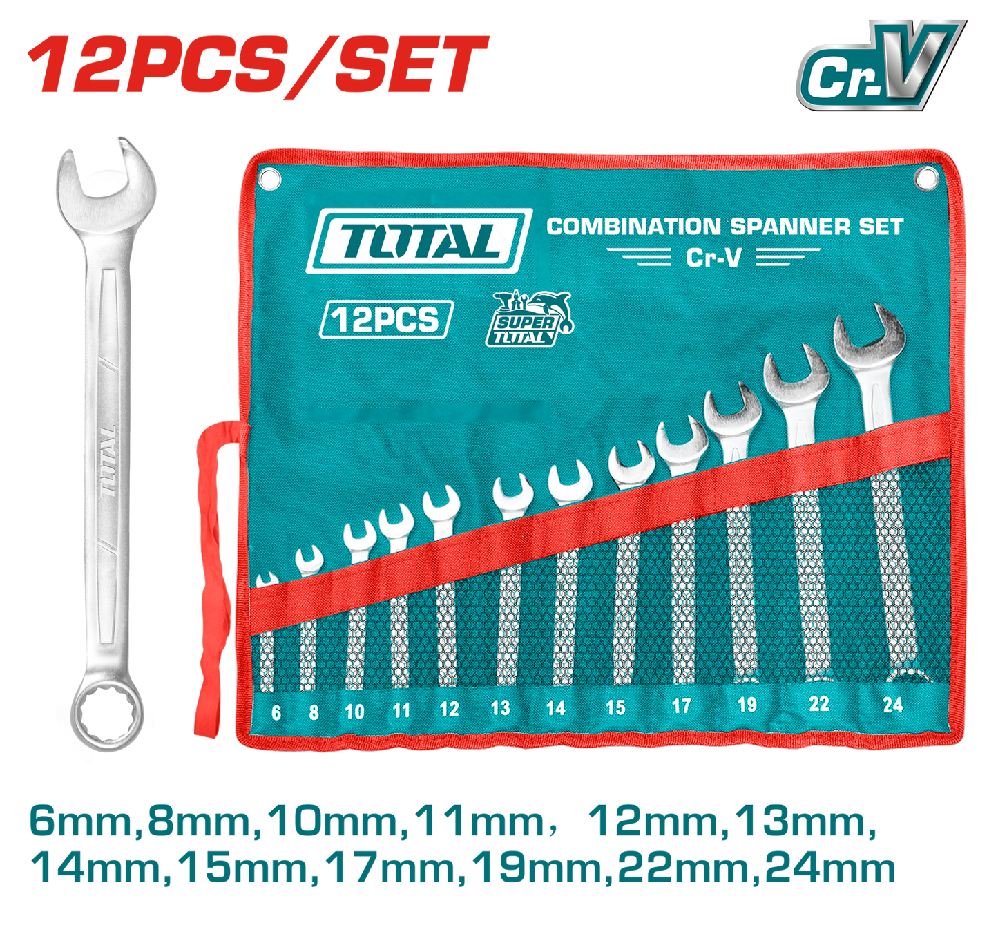 Total 12 Pcs Combination Spanner Set THT1022121