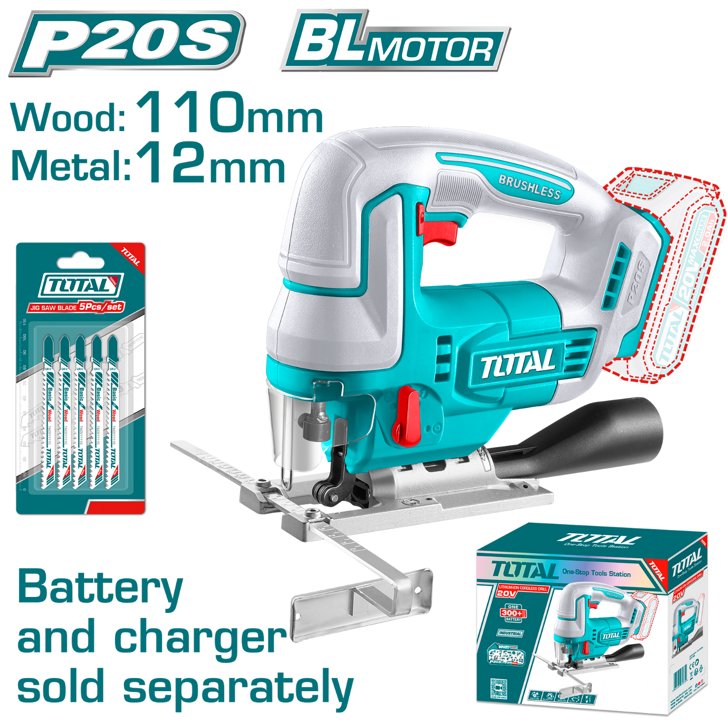 Total Cordless Jig Saw 20V TJSLI1008