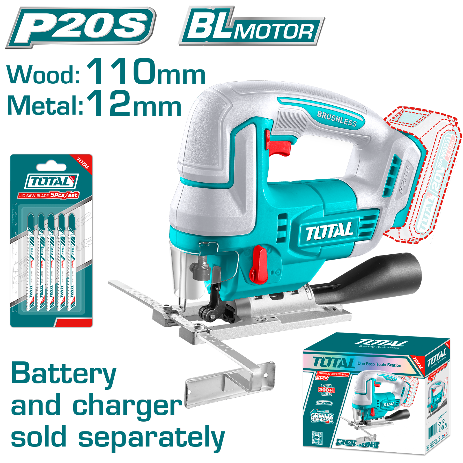 Total Cordless Jig Saw 20V TJSLI1008