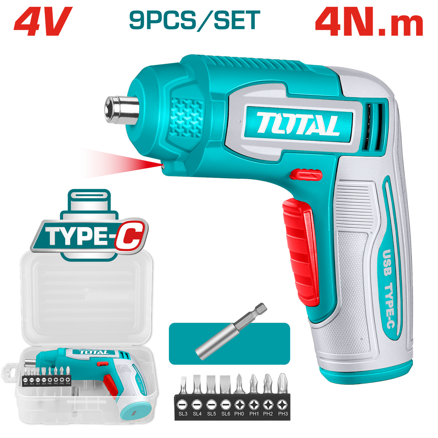 Total Cordless Screwdriver 4V TSDLI0458