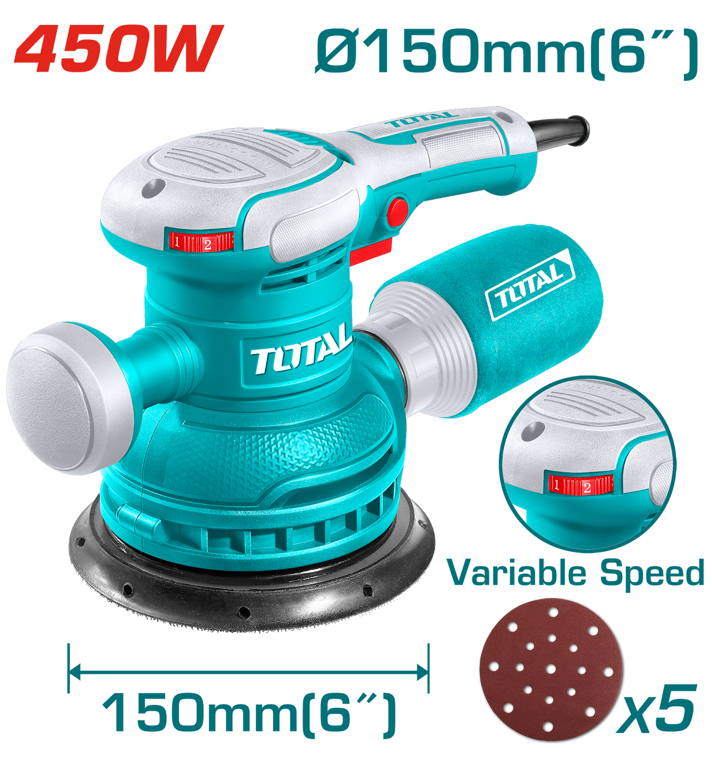 Total Rotary Sander 450W 150mm TF2061506