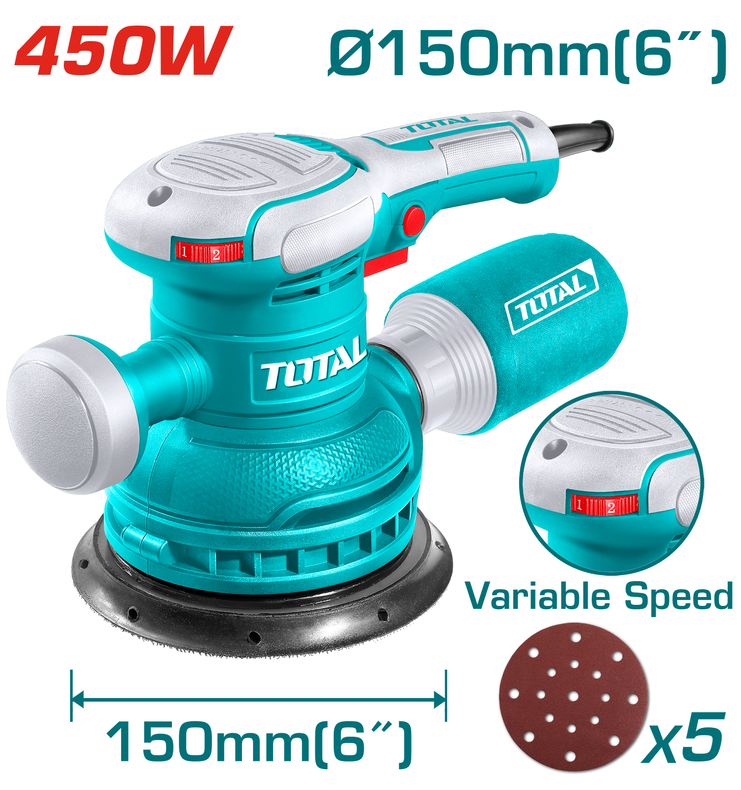 Total Rotary Sander 450W 150mm TF2061506